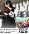 Charming funeral urn for women demonstrating colorful butterflies symbolizing spirit ascension, excellent for human ashes storage