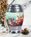 Charming funeral urn for women demonstrating colorful butterflies symbolizing spirit ascension, excellent for human ashes storage
