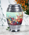 Charming funeral urn for women demonstrating colorful butterflies symbolizing spirit ascension, excellent for human ashes storage