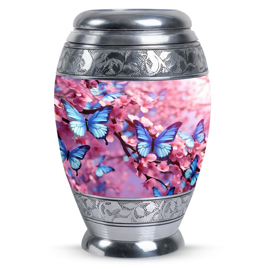Large 3-inch Colorful Butterflies Urn.