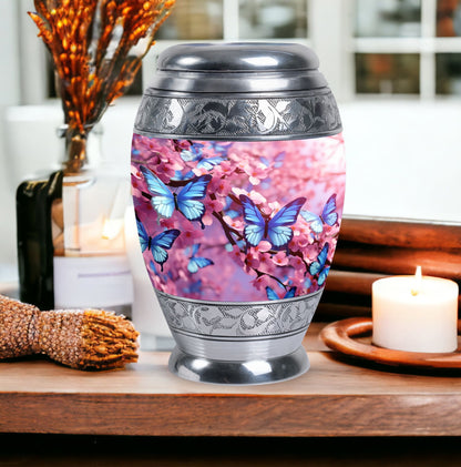 Large 3-inch Colorful Butterflies Urn.