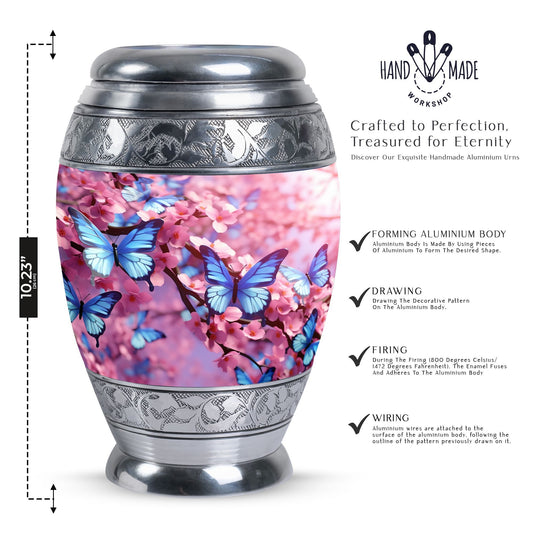 Large 3-inch Colorful Butterflies Urn.