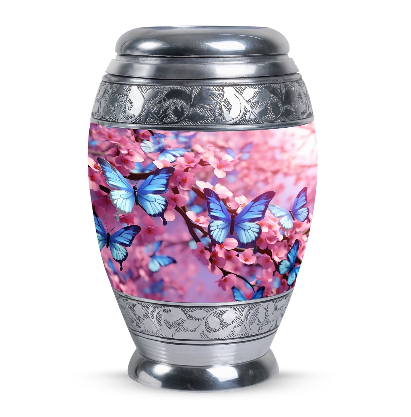 Large 3-inch Colorful Butterflies Urn.