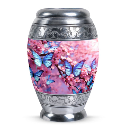 Large 3-inch Colorful Butterflies Urn.
