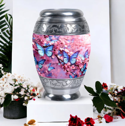 Large 3-inch Colorful Butterflies Urn.