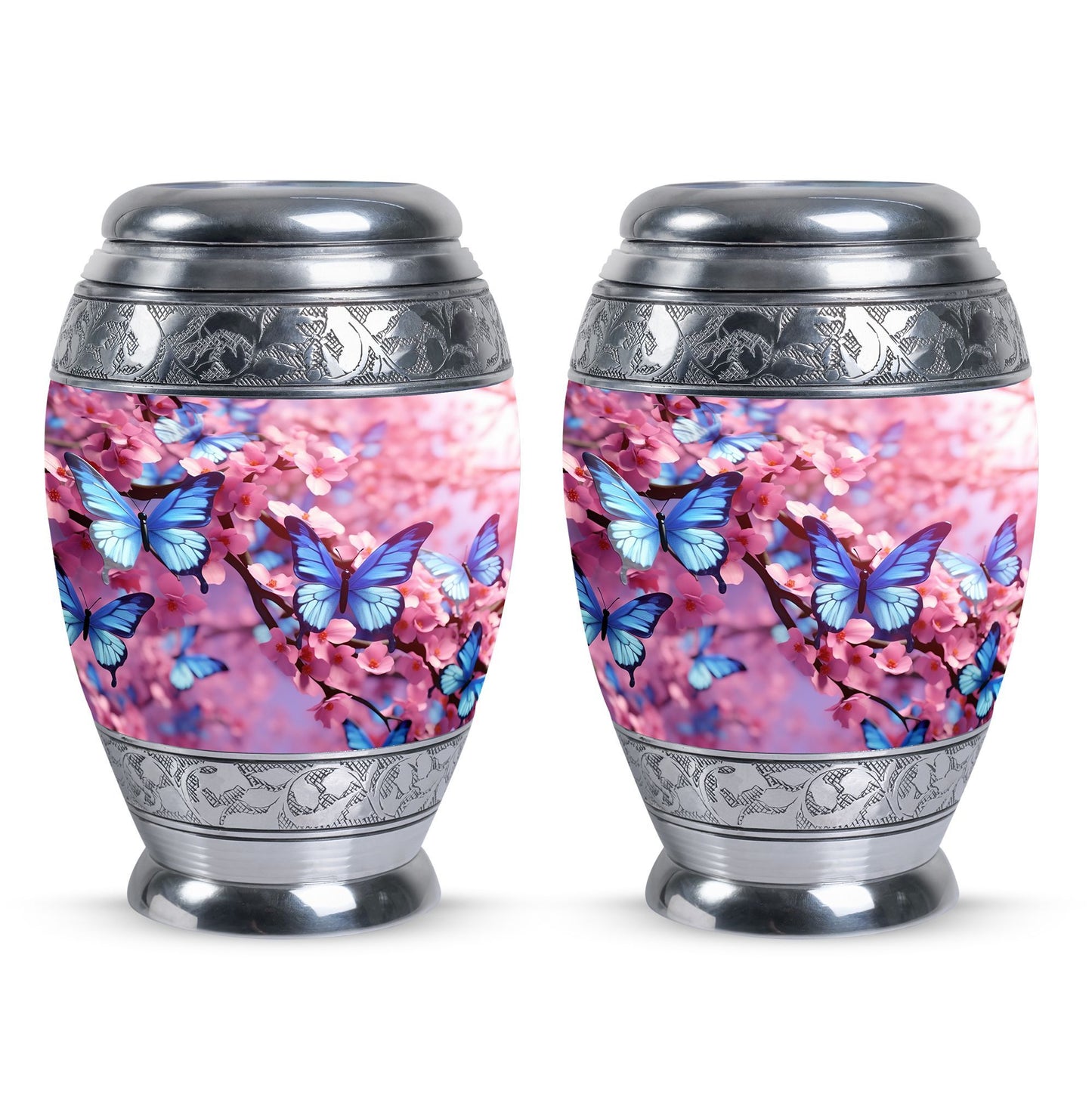 Large 3-inch Colorful Butterflies Urn.