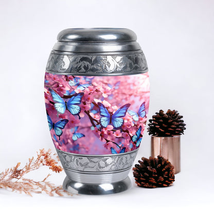 Large 3-inch Colorful Butterflies Urn.