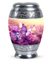 Colorful Butterflies Cremation Urn in classic design.