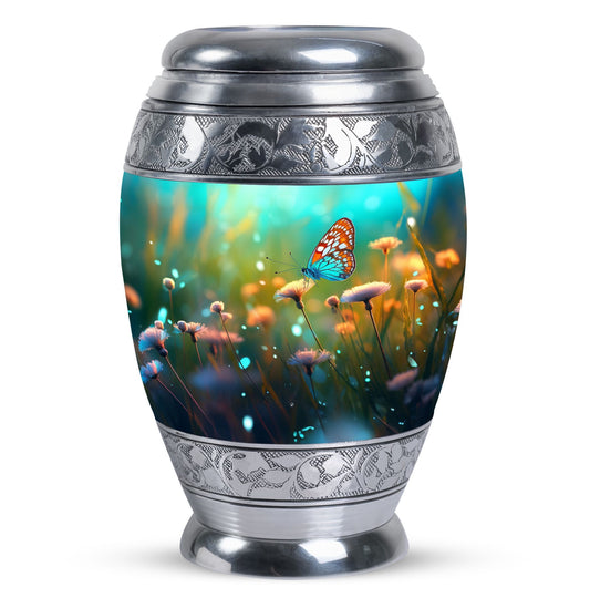 Purple Butterflies Classic Urn for Human Ashes.