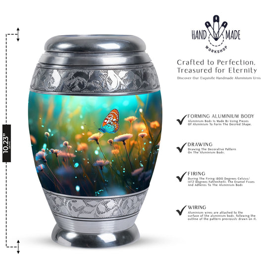 Purple Butterflies Classic Urn for Human Ashes.