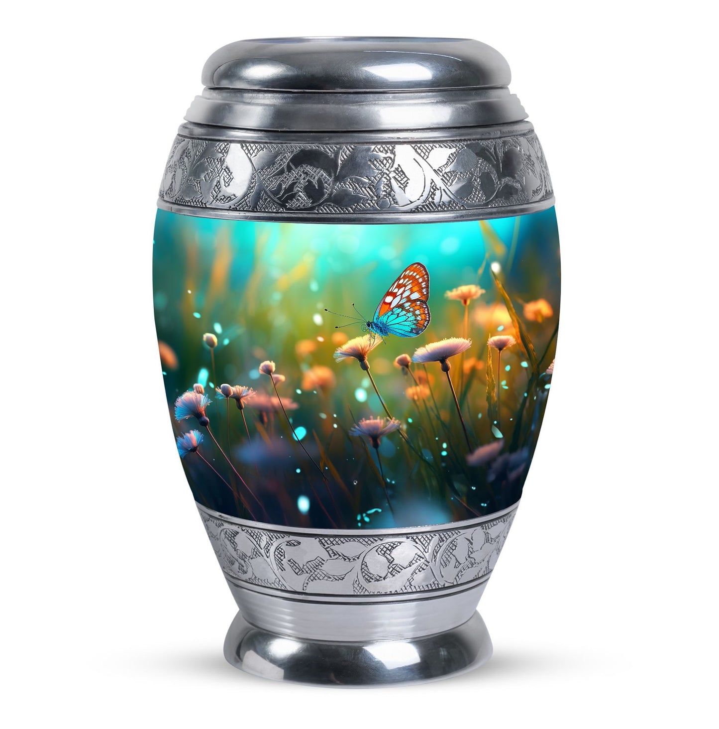Purple Butterflies Classic Urn for Human Ashes.