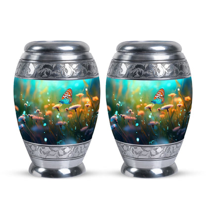 Purple Butterflies Classic Urn for Human Ashes.