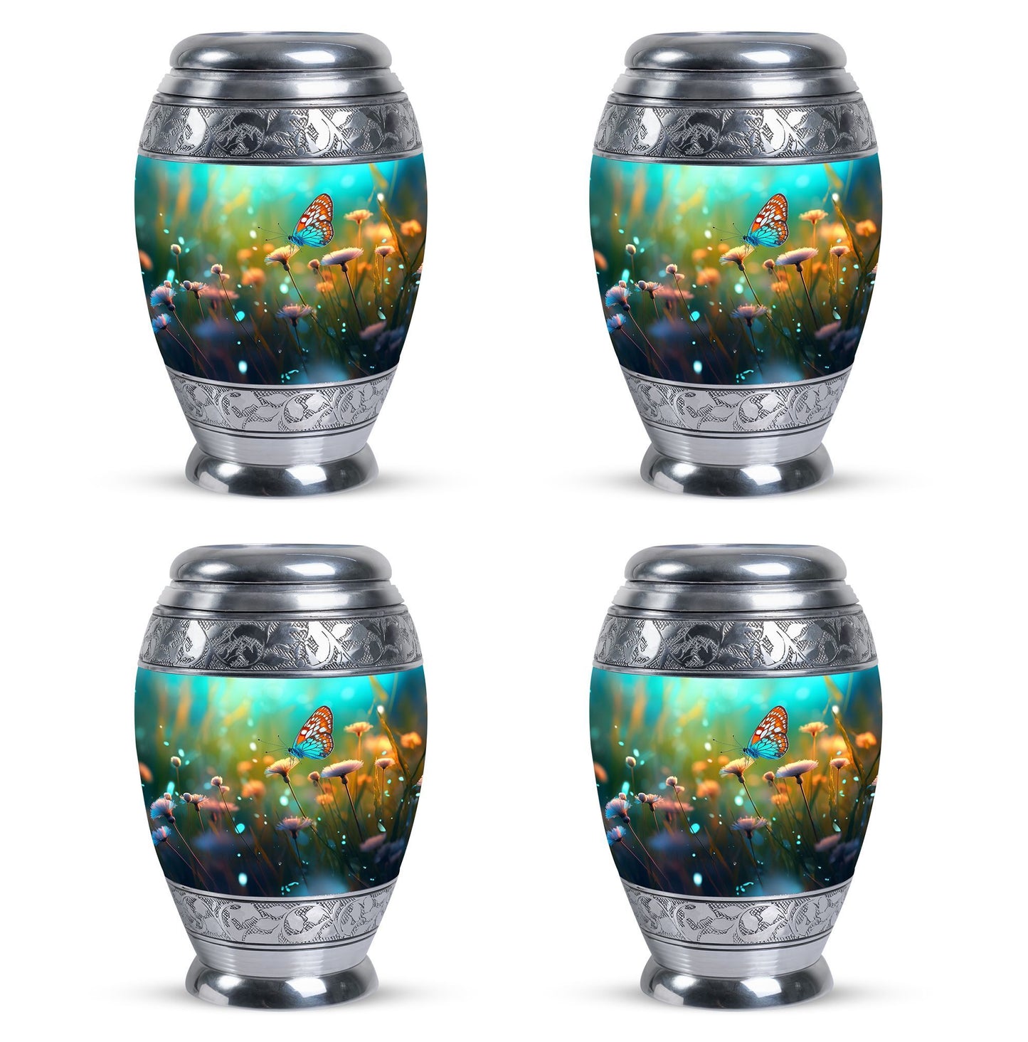 Purple Butterflies Classic Urn for Human Ashes.