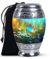 Beautiful Blue Butterfly On Flowers - Premium Customized Urn For Ashes