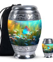 Beautiful Blue Butterfly On Flowers - Premium Customized Urn For Ashes