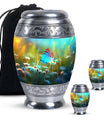 Beautiful Blue Butterfly On Flowers - Premium Customized Urn For Ashes