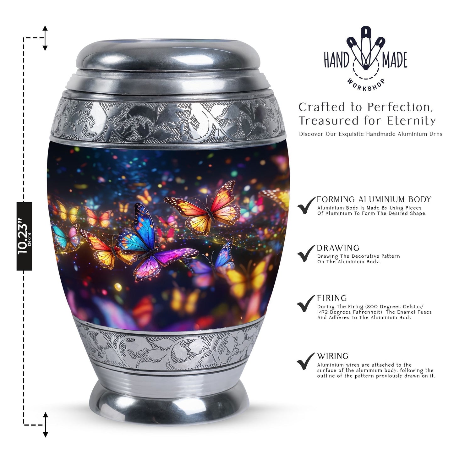 Classic Purple Butterfly Memorial Urn.