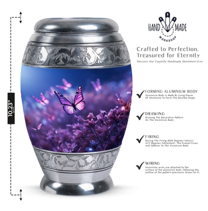Classic 3-inch Butterflies fly Sunset Meadow Cremation Urn.