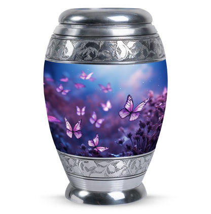 Butterflies in Forest Memorial Urn for human ashes.