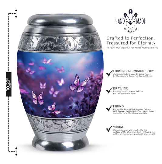 Butterflies in Forest Memorial Urn for human ashes.