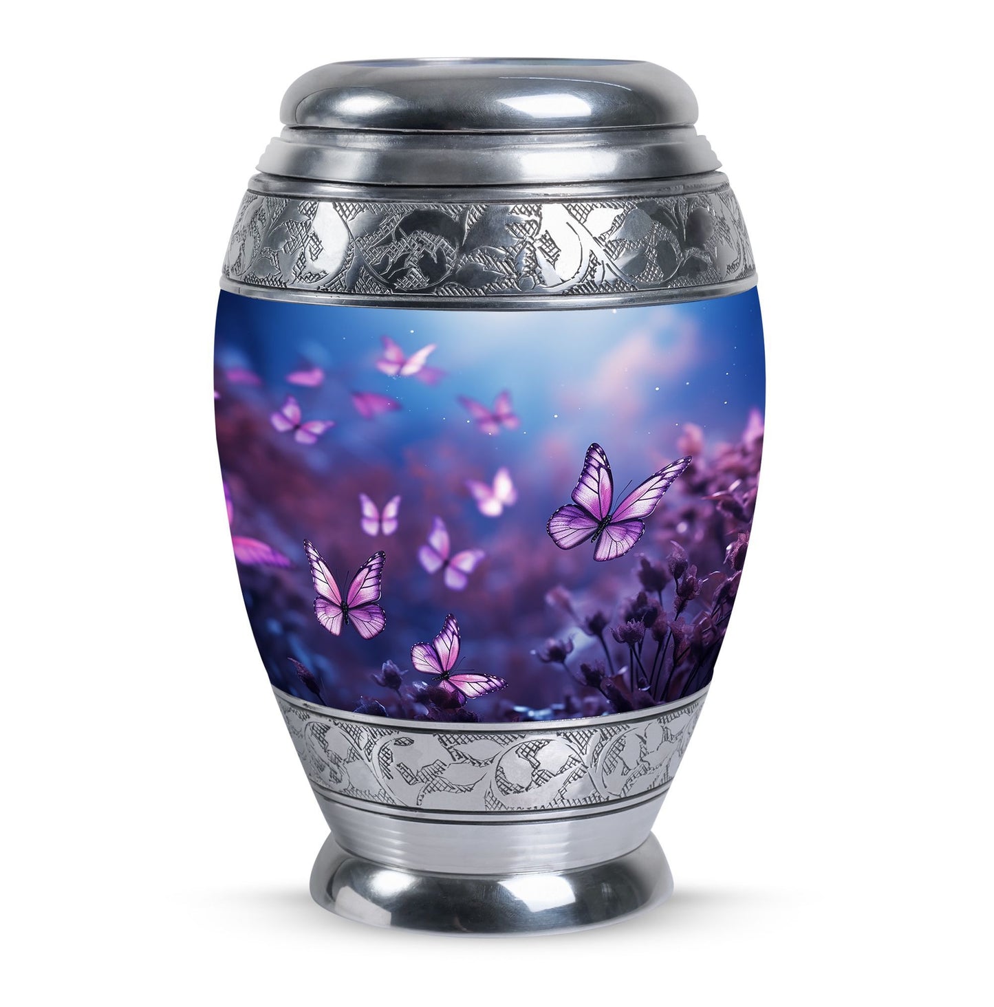 Butterflies in Forest Memorial Urn for human ashes.