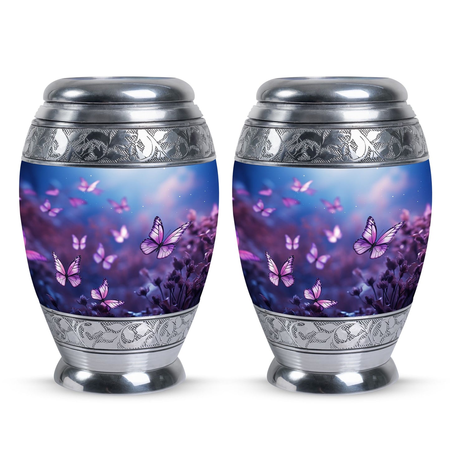 Butterflies in Forest Memorial Urn for human ashes.