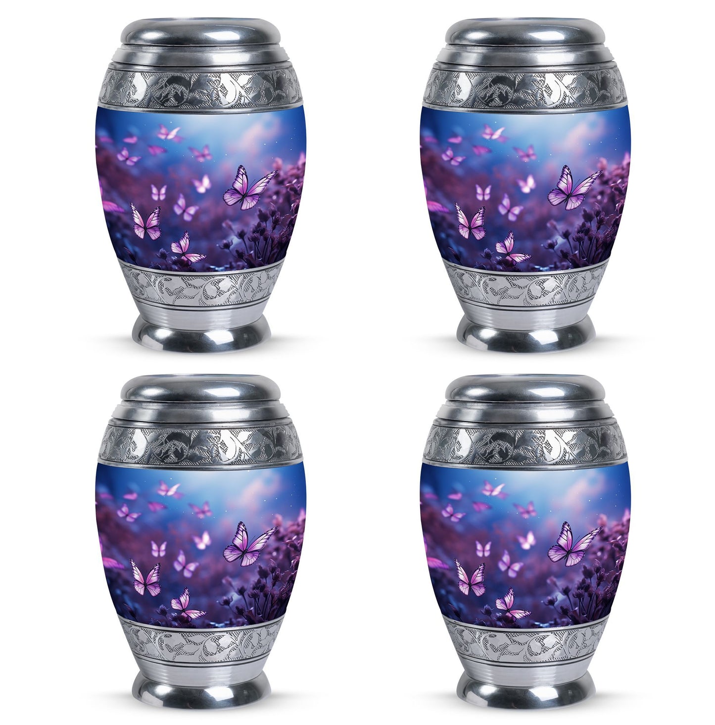 Butterflies in Forest Memorial Urn for human ashes.
