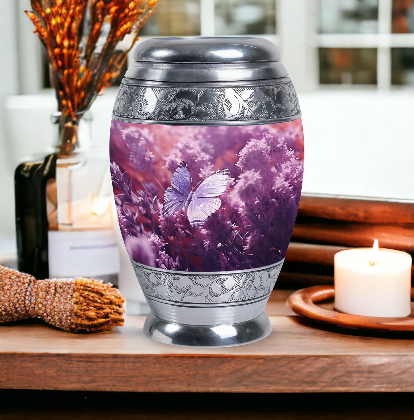 Classic 3-inch Butterfly in Meadow Urn for human ashes.
