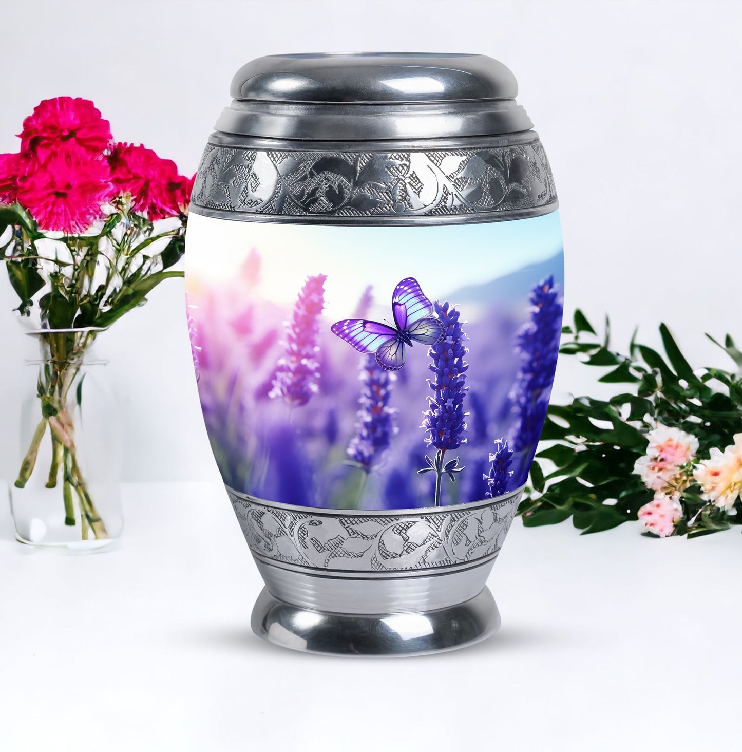 Large Colorful Butterflies Urn for ashes.