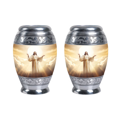 Classic Jesus Christ with Holy Cross memorial urn.