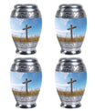 Christ Urn in blue sky for cremation Or Memorial Day