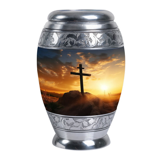 Crucifixion of Jesus Christ memorial urn.