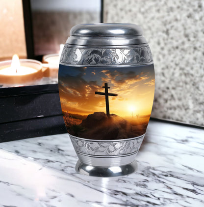 Crucifixion of Jesus Christ memorial urn.