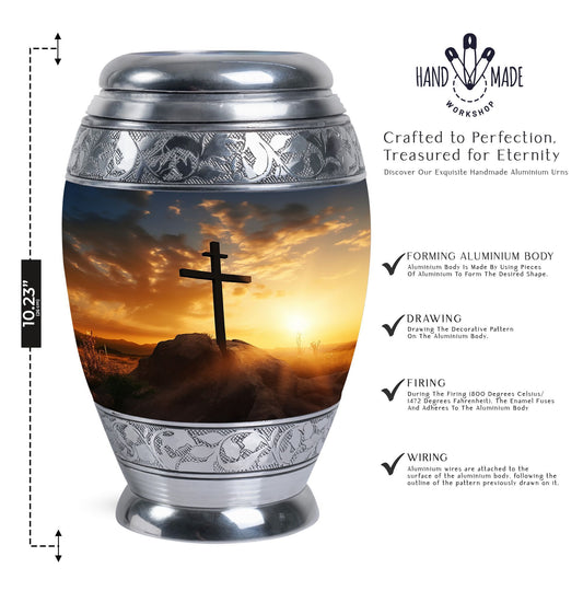 Crucifixion of Jesus Christ memorial urn.