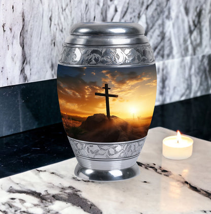 Crucifixion of Jesus Christ memorial urn.