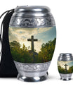 Jesus Christ Cross Memorial Theme Urn - Religious Memorial Urn