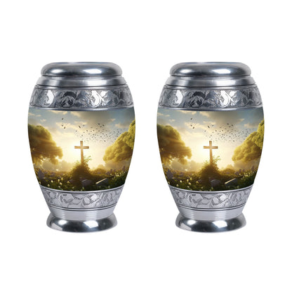 Large Holy Cross Cremation Urn for human ashes.