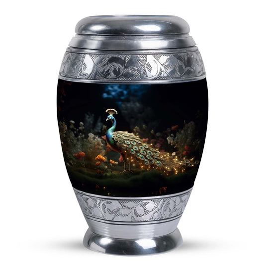 Classic Peacock Urn, Aluminium 3 Inch Urn for Men's Ashes