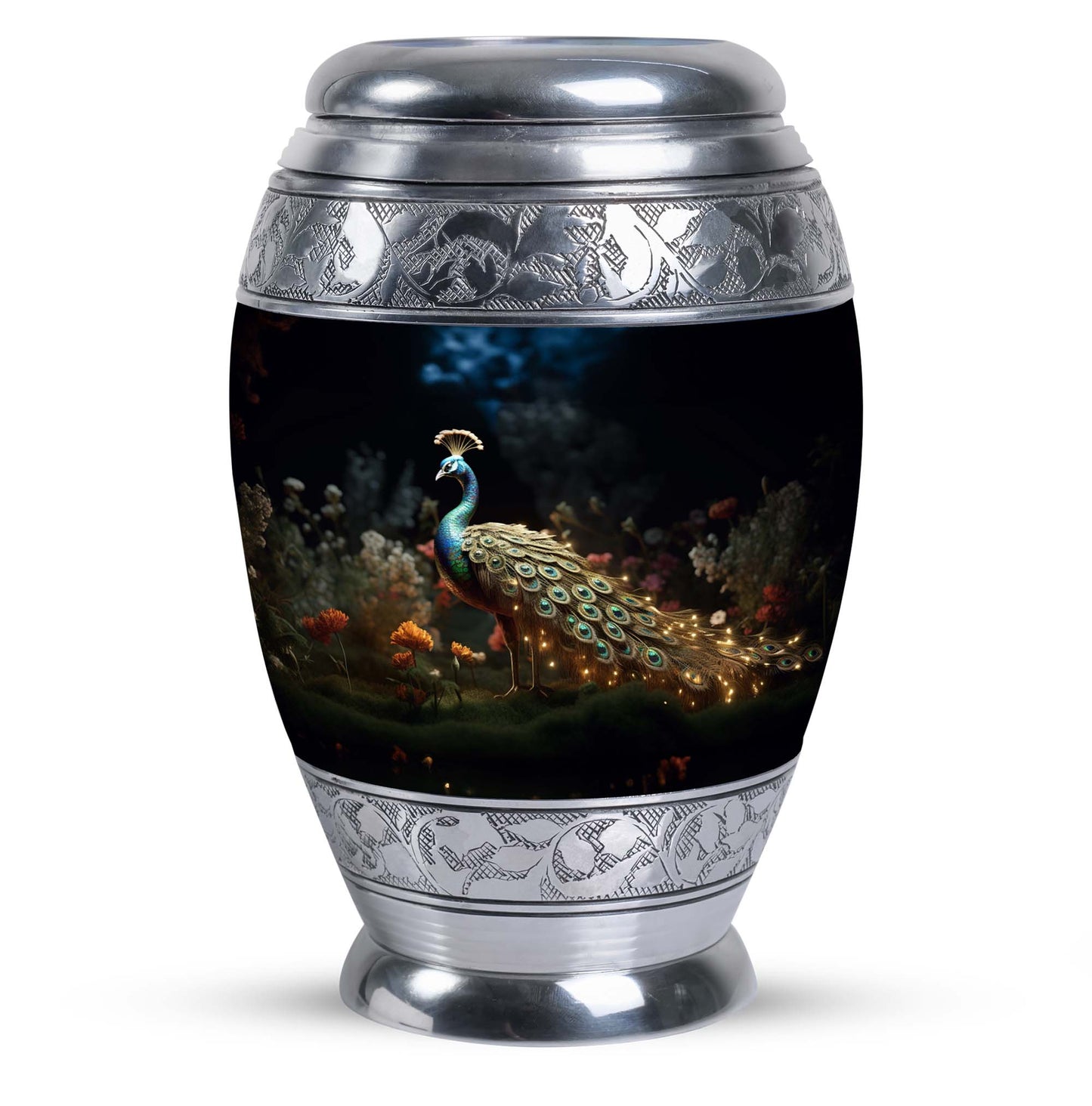 Classic Peacock Urn, Aluminium 3 Inch Urn for Men's Ashes