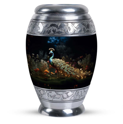 Classic Peacock Urn, Aluminium 3 Inch Urn for Men's Ashes
