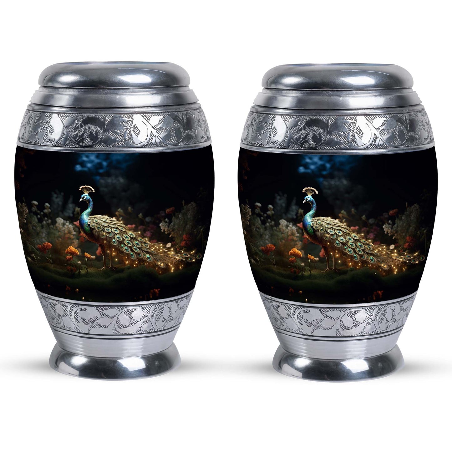 Classic Peacock Urn, Aluminium 3 Inch Urn for Men's Ashes