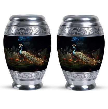 Classic Peacock Urn, Aluminium 3 Inch Urn for Men's Ashes
