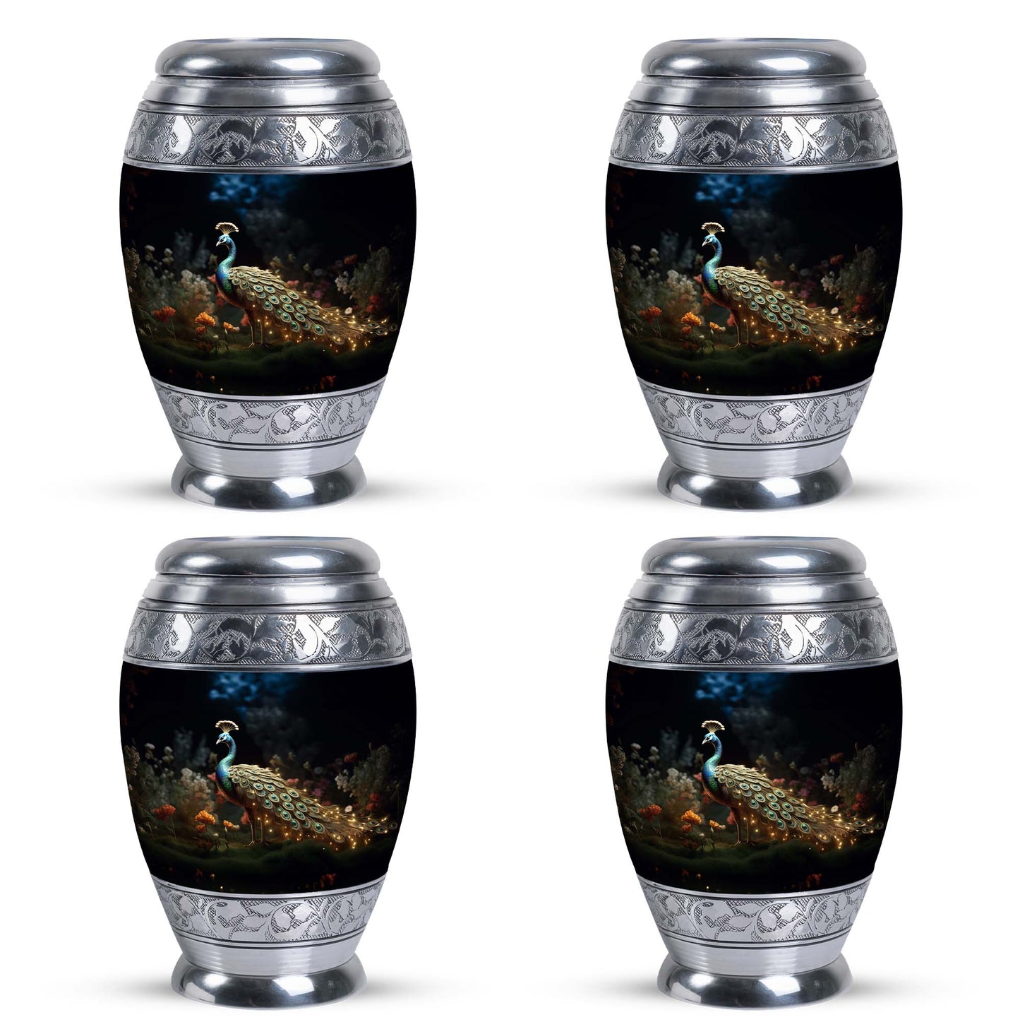 Classic Peacock Urn, Aluminium 3 Inch Urn for Men's Ashes