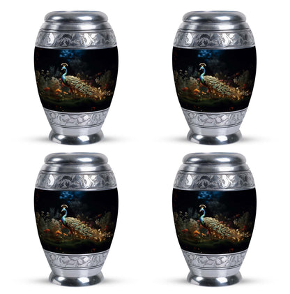 Classic Peacock Urn, Aluminium 3 Inch Urn for Men's Ashes