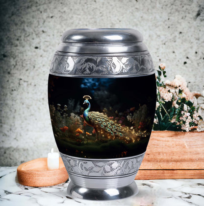 Classic Peacock Urn, Aluminium 3 Inch Urn for Men's Ashes