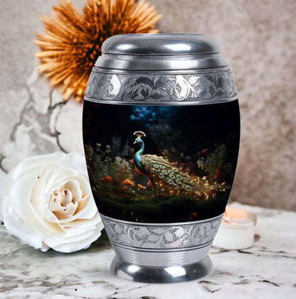 Classic Peacock Urn, Aluminium 3 Inch Urn for Men's Ashes