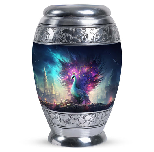 Peacock Memorial Urn for adult human cremation ashes