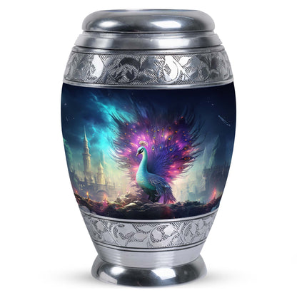 Peacock Memorial Urn for adult human cremation ashes