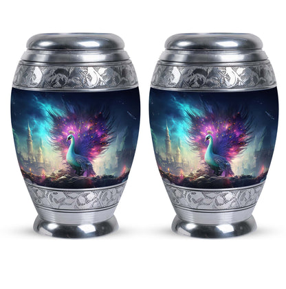 Peacock Memorial Urn for adult human cremation ashes
