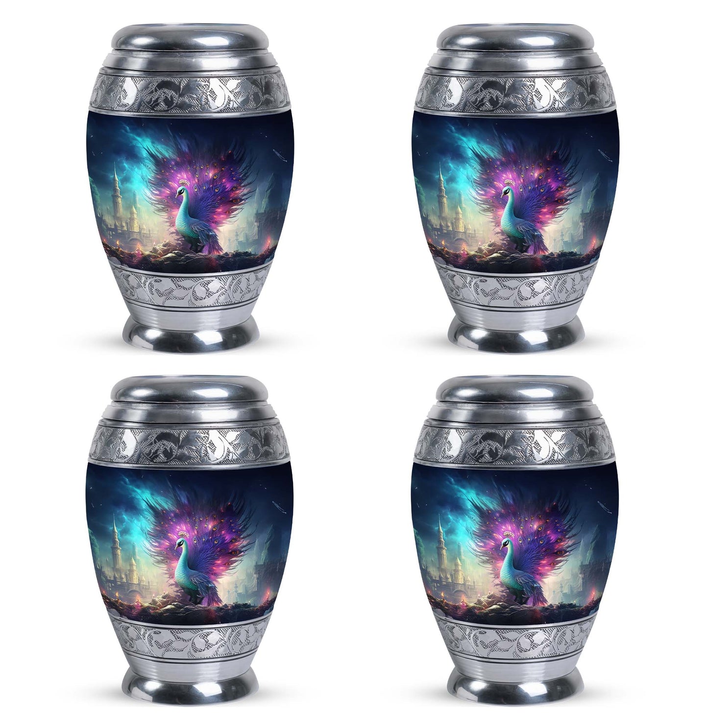 Peacock Memorial Urn for adult human cremation ashes